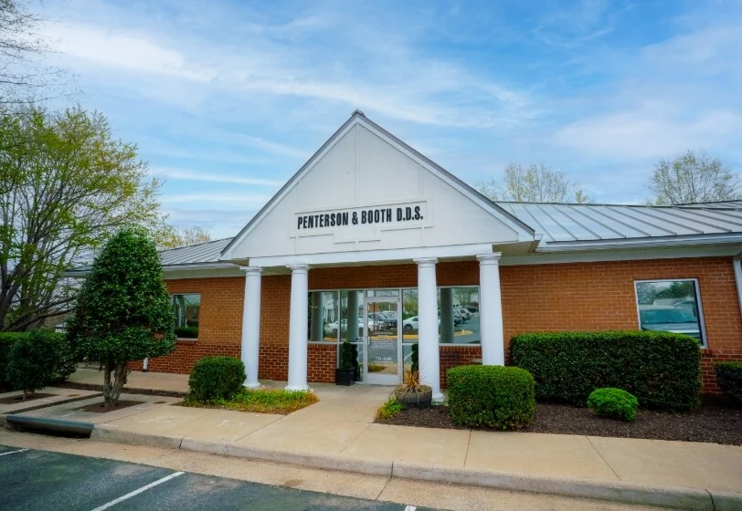 front walkway view of Midlothian dental office Penterson & Booth Family and Cosmetic Dentistry
